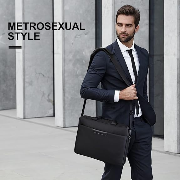 18 Inch Laptop Bag, Expandable Briefcase, Computer Bag Men Black-18.4 Inch
