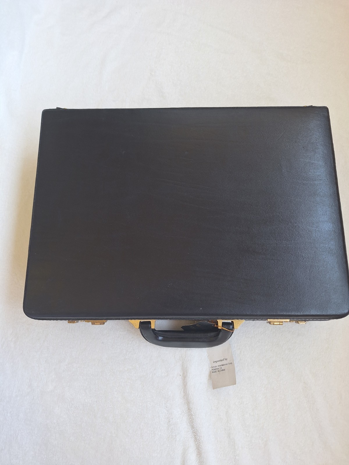 NWT Vintage SONALIN Genuine Leather Attaché Case 18x13x4.5″ 1990s NOS