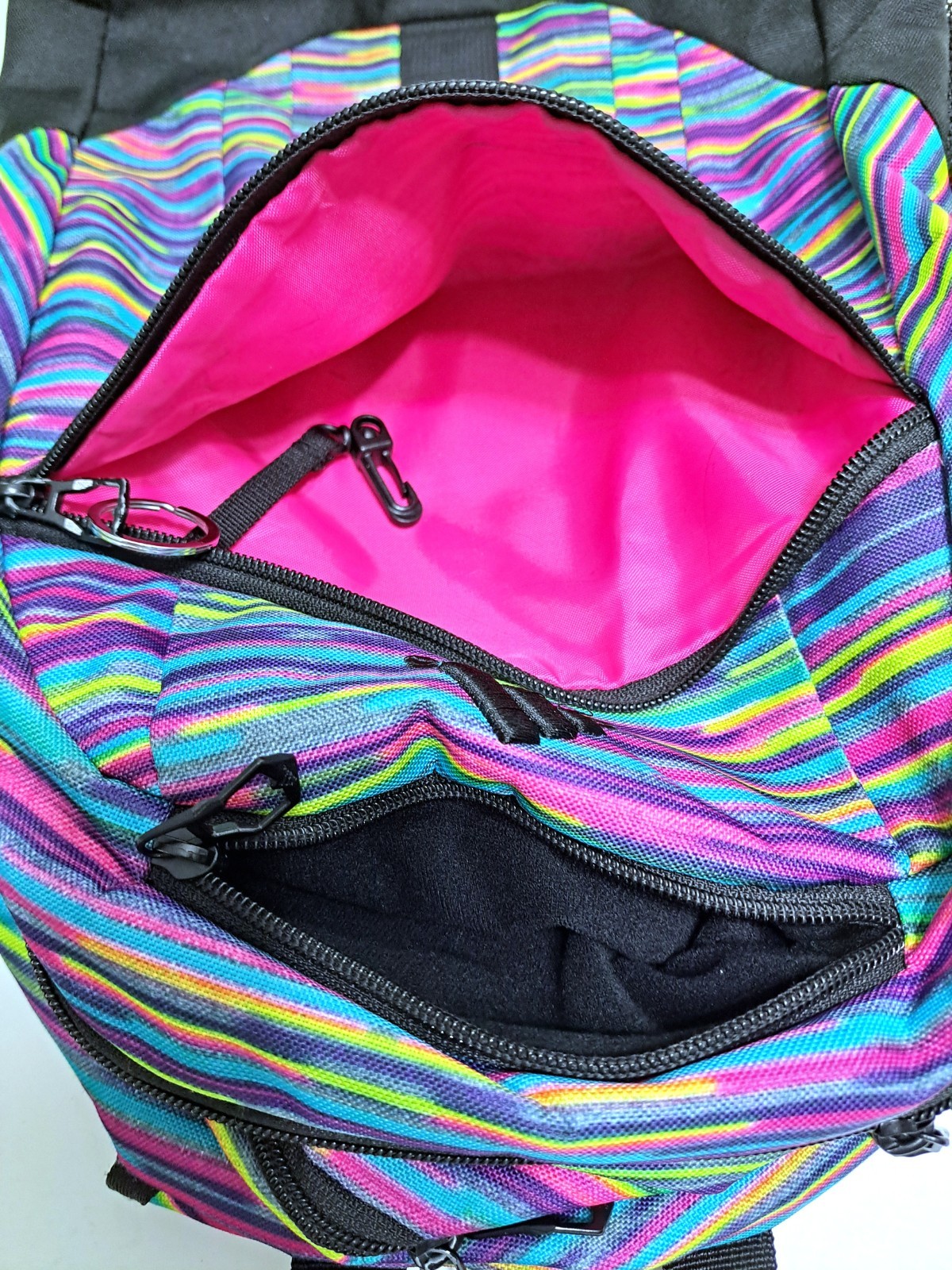 Adidas Rainbow School Backpack Striped Black Purple Pink Bag Multicolor