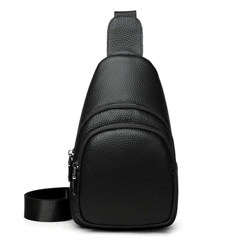Minimalist Genuine Leather Business Casual Chest Bags Unisex Luxury Qality Men’s