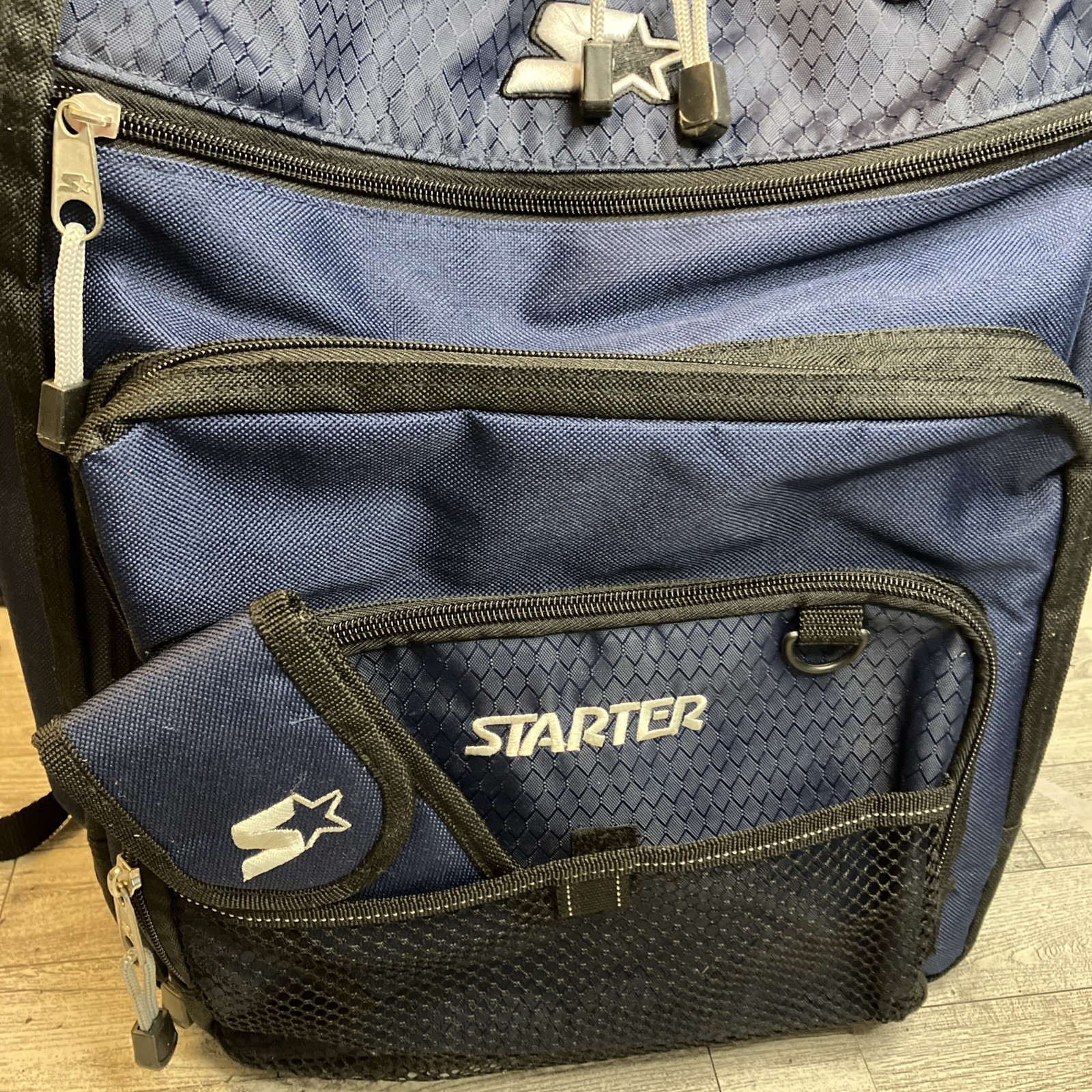 Vintage 90s Starter Backpack Urban Traveler LARGE BLUE 5-Pocket 20x15x8
