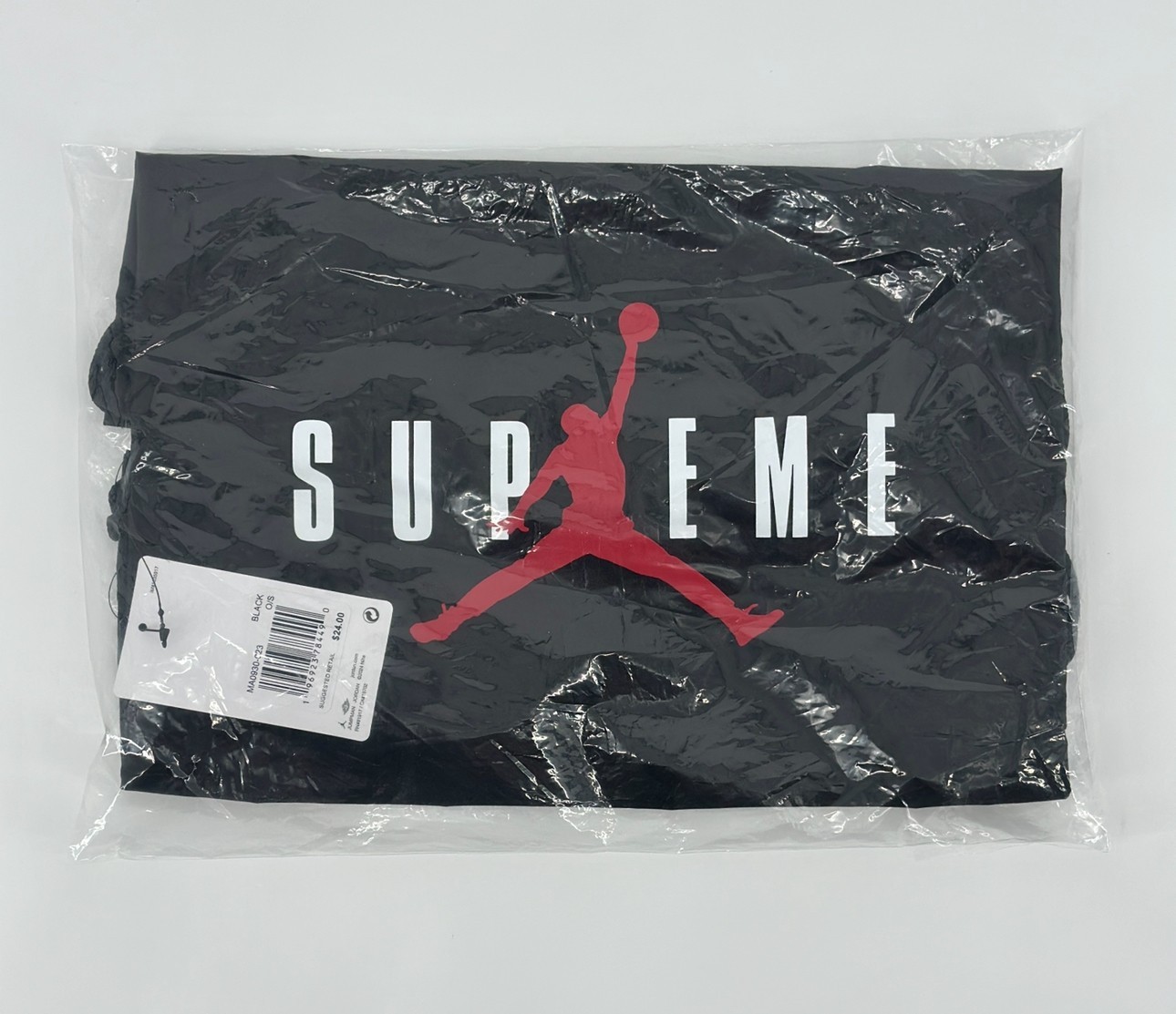 Supreme x Jordan Drawstring Bag Black Center Logo Jumpman Designer FW24 Retro