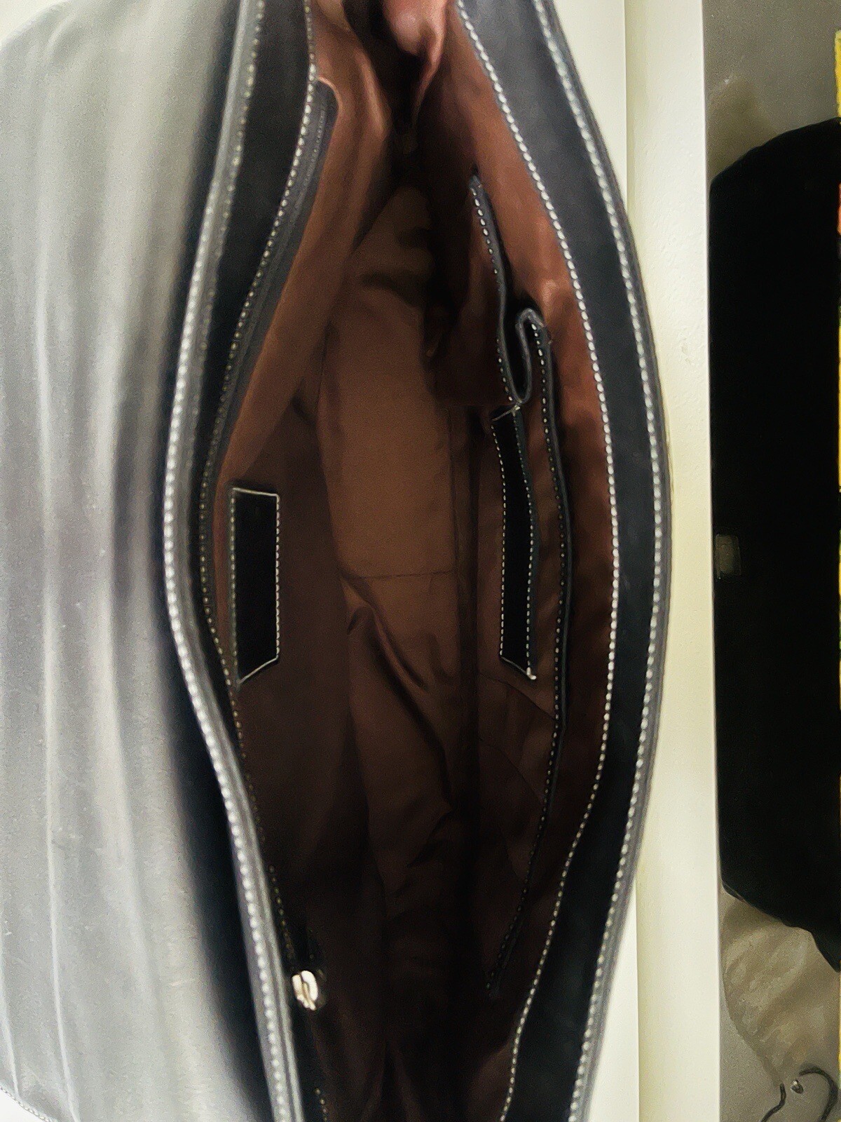 COACH Black Leather Briefcase Laptop Messenger Bag Single Handle w/ Strap MINT