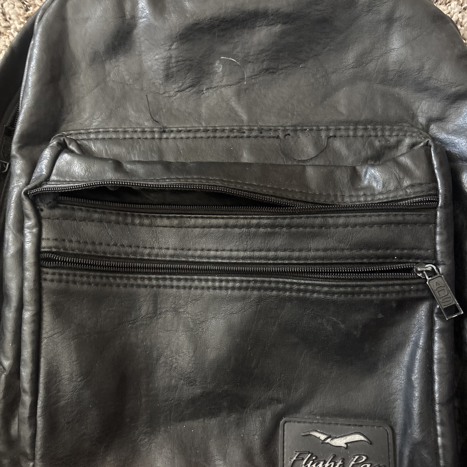 Vintage Flight Pax Black Leather Backpack 80s 90s Travel Motorcycle Retro USED