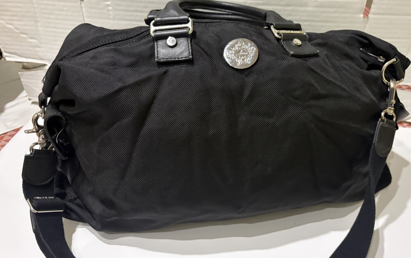Orobianco 2-way shoulder bag in black nylon Weekend Luggage Italy.