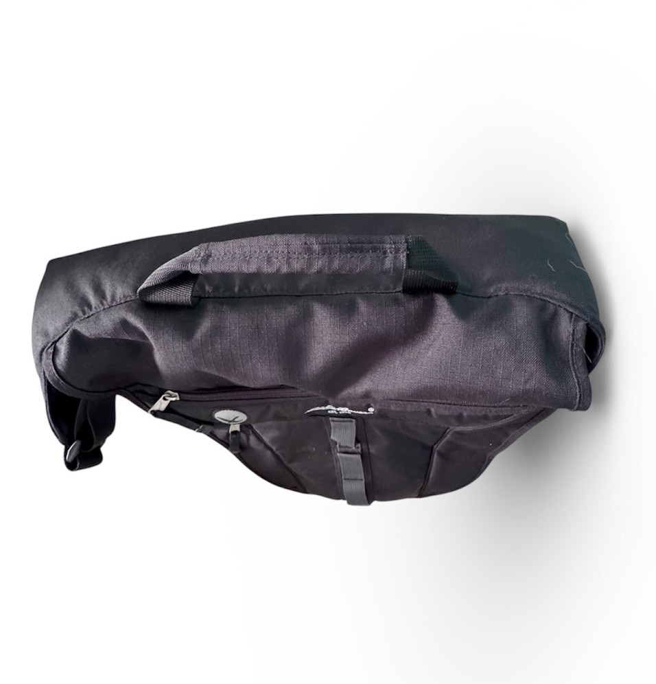 Eddie Bauer Laptop Messenger Bag Black Canvas Shoulder Strap Pockets 15.5”
