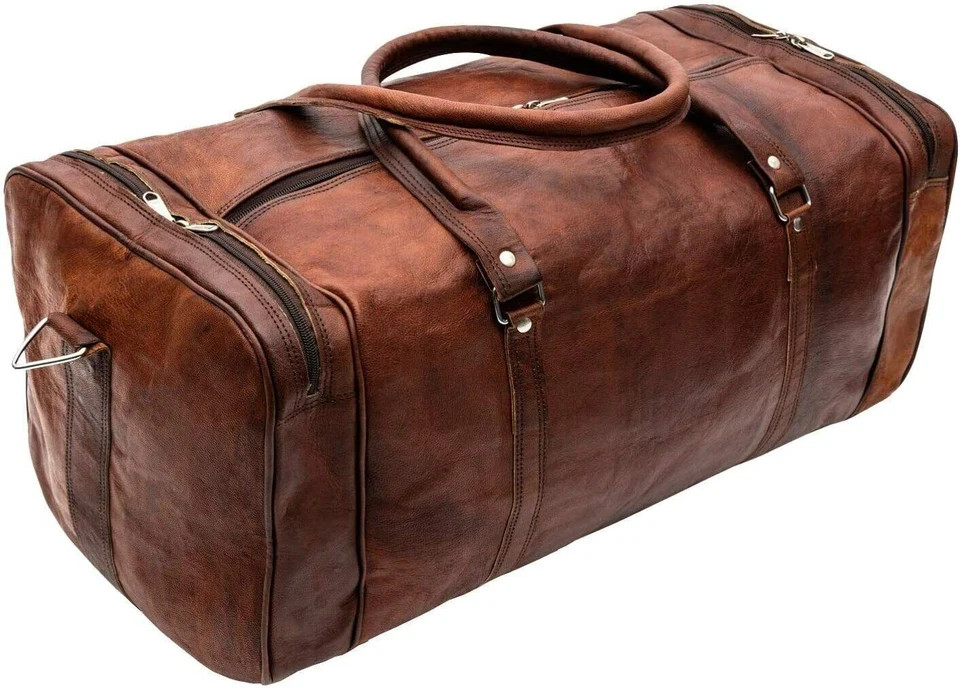 Leather Duffle Bag Genuine Trave 21″ -Handmade World
