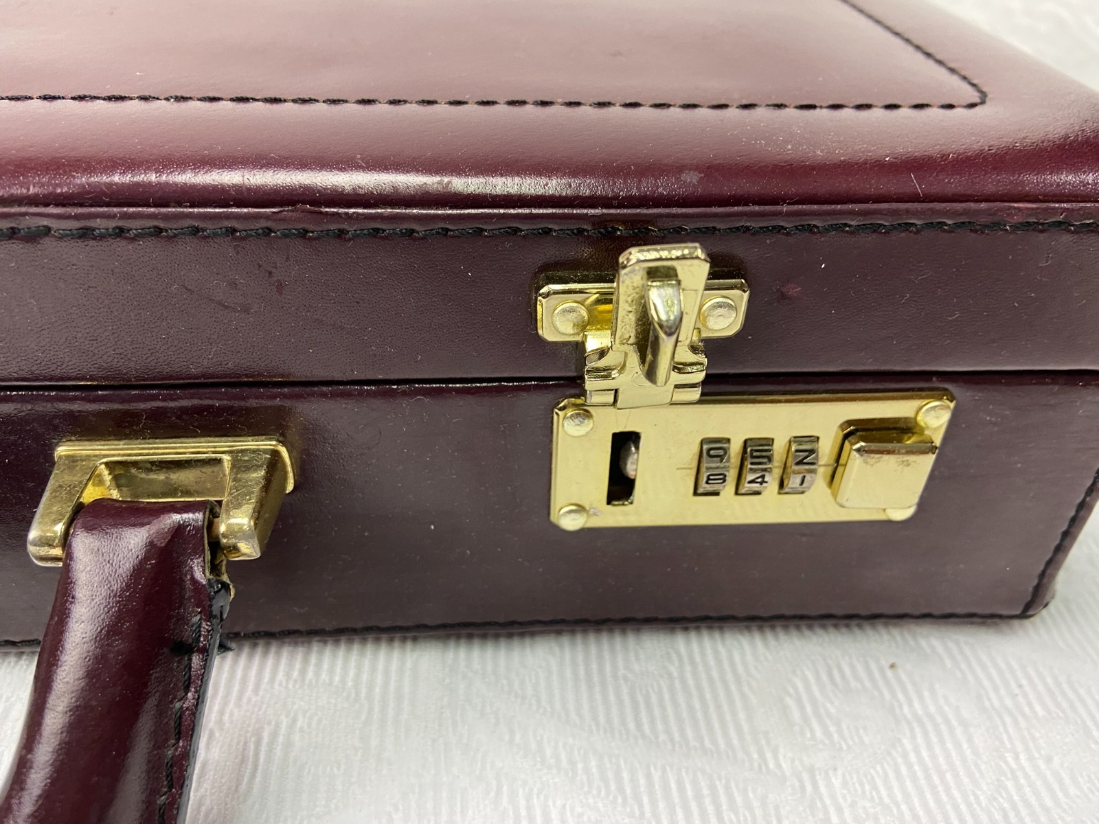 Top Grain Genuine Leather Red Briefcase Attache Document Case
