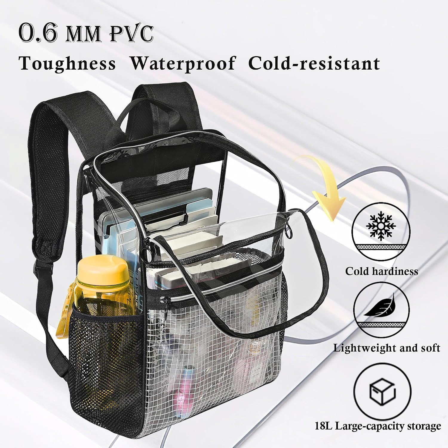 Clear Backpacks for School,17”Large Clear Backpack See through Bookbag Heavy Du