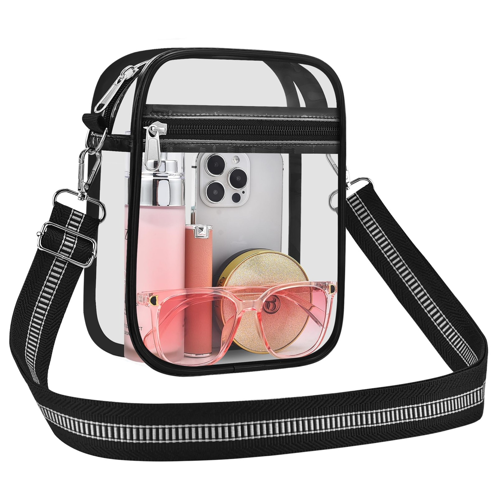 Clear Bag for Stadium Events Handbag with Medium, Black