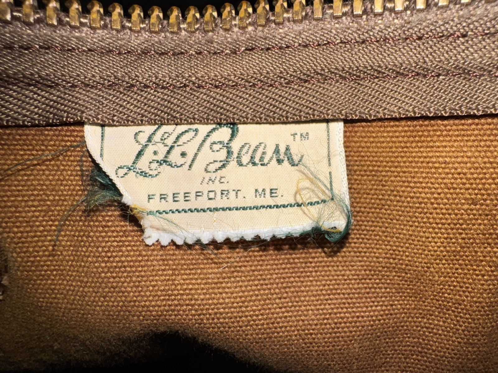 Vintage 70s LL Bean Leather Bottom Canvas Duffle Bag Sportsman Script Tag USA