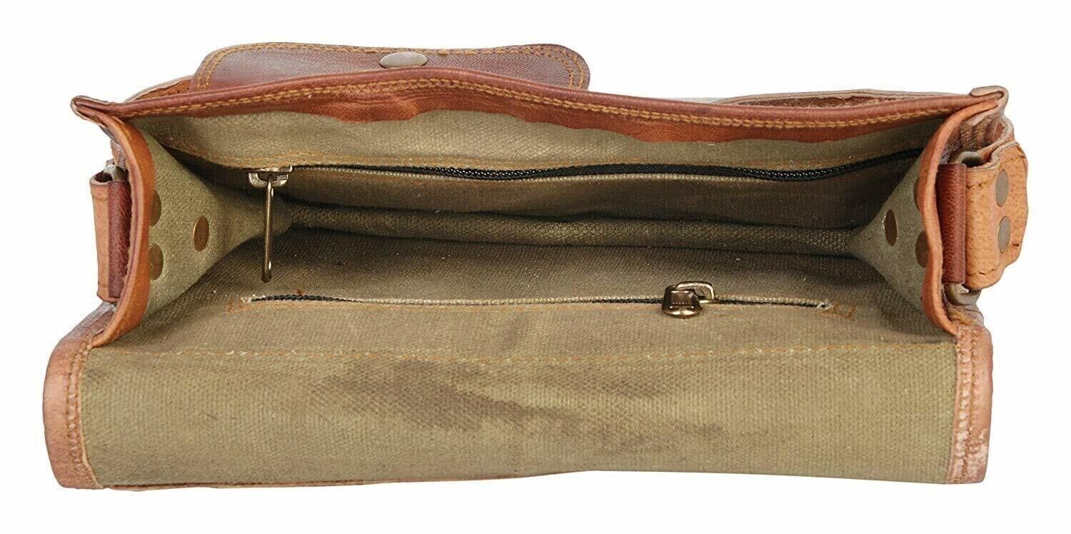 Leather Messenger Shoulder Laptop Briefcase Men Satchel Crazy Goat Hide 18″ Bag