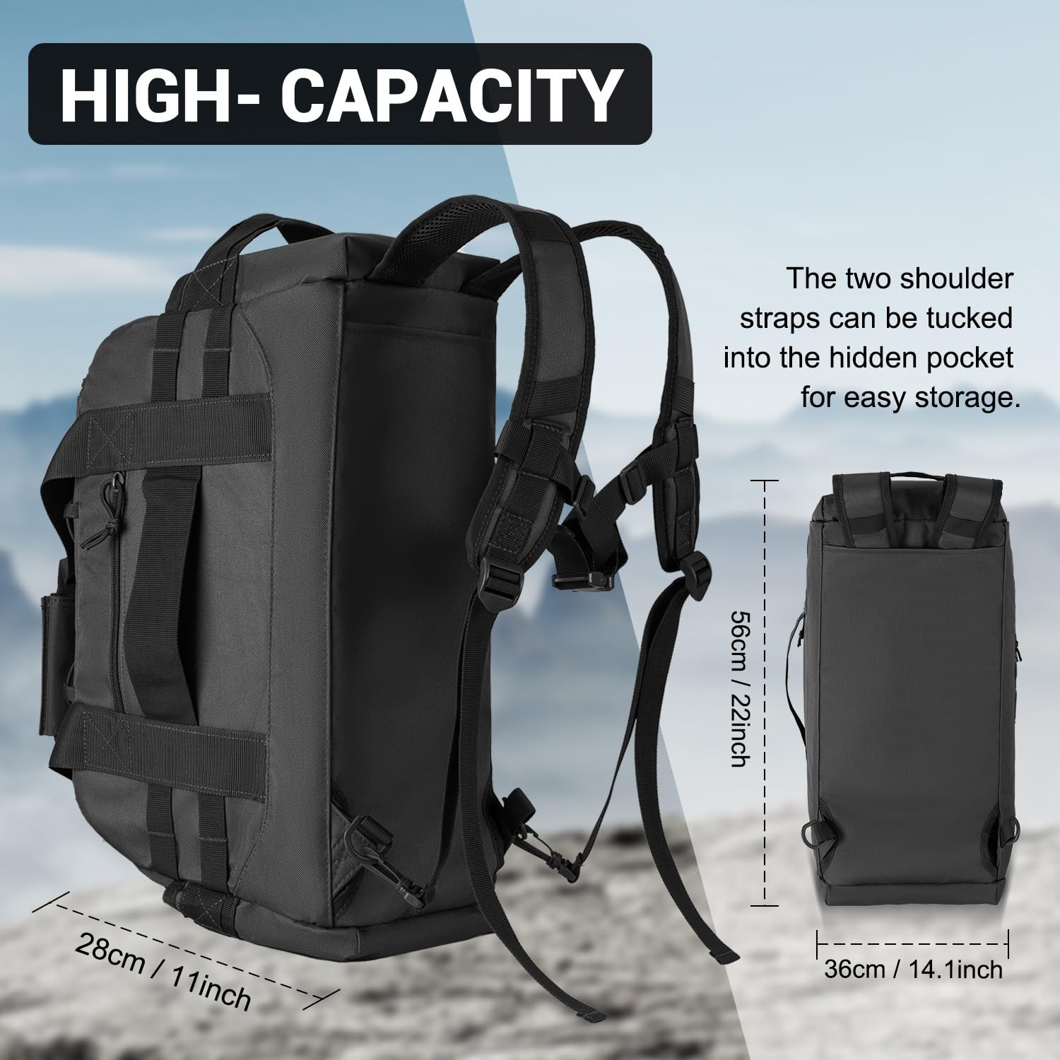 35L Large Duffle Bag, 3-in-1 Tactical Backpack MOLLE Pack for Sports/Gym/Outd…