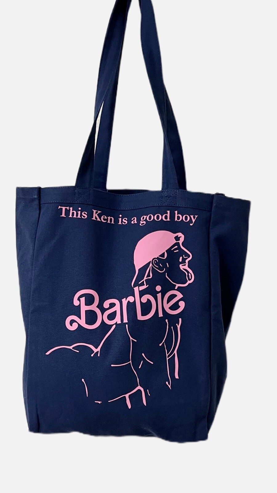 H.E.Arts Design Barbie Boy Ken custom print navy blue Canvas tote Bag