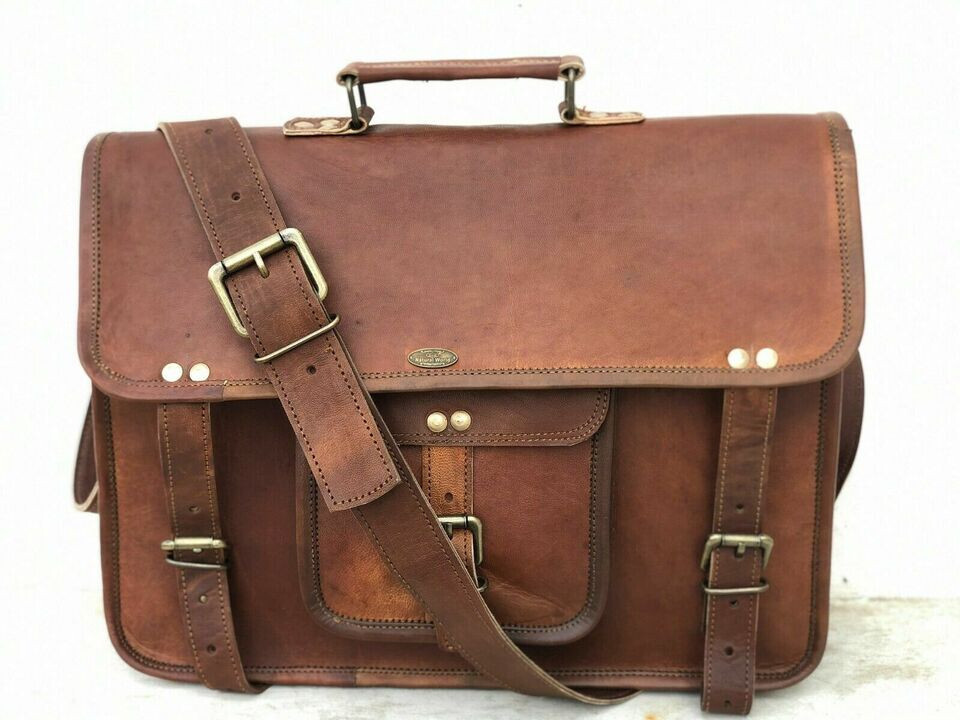 Men Laptop Genuine Messenger Quality Shoulder Vintage Business Reputed Leather