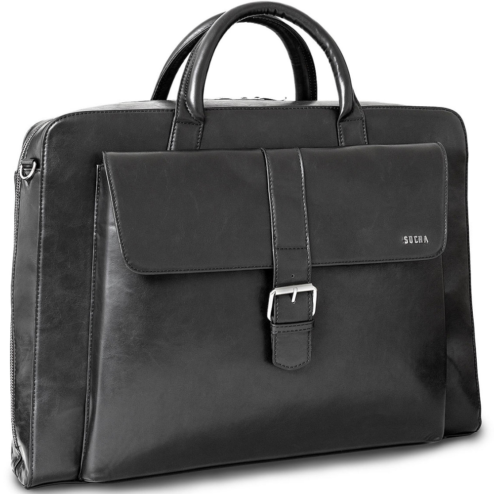 SOCHA Herren Tasche Notebook Business 6 große Fächer Aktentasche Bürotasche