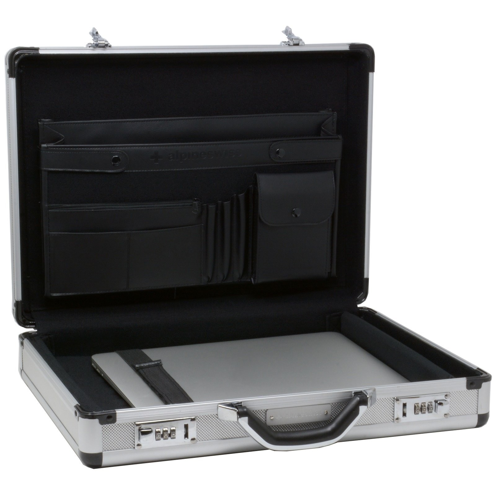 Executive Aluminum Briefcase Padded Laptop Briefcase For Men Hard Shell Attac…