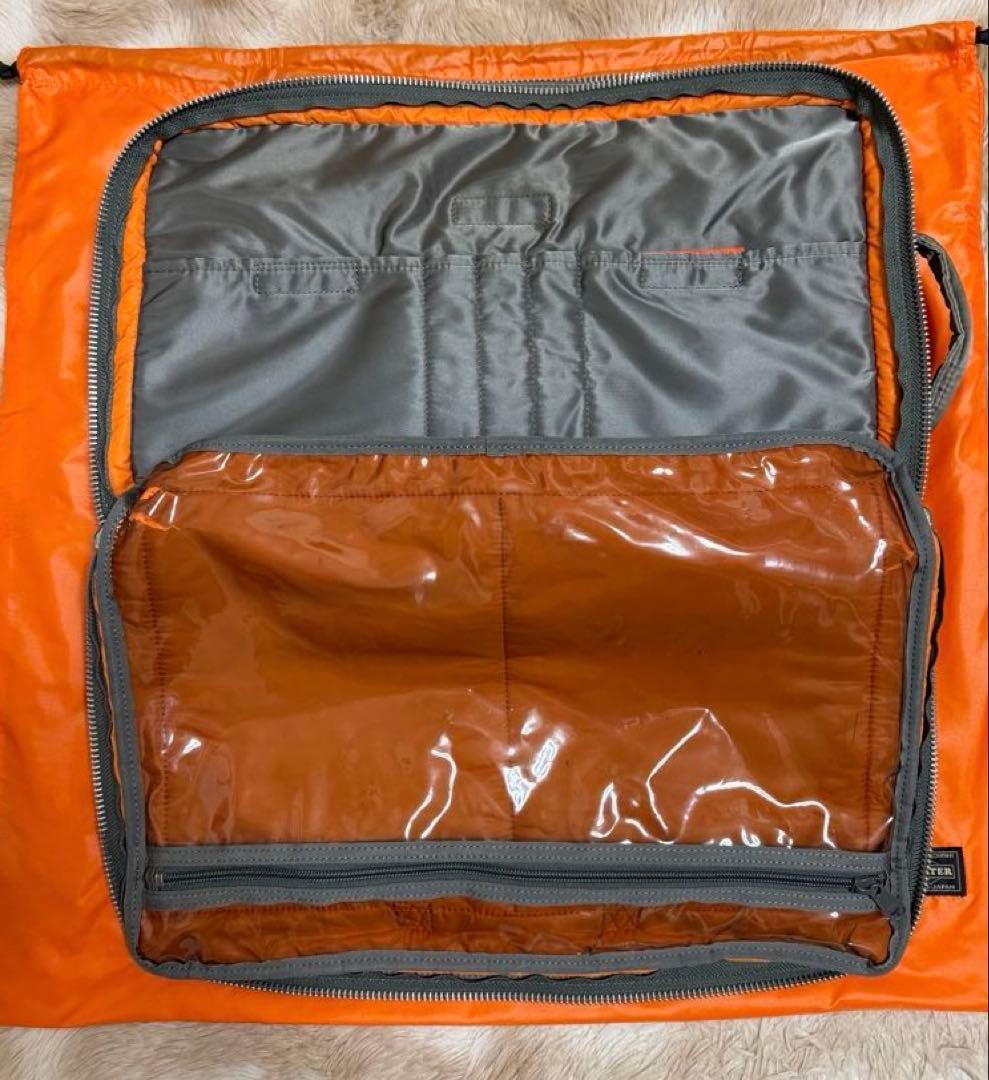 Authentic PORTER TANKER 2-Way 2-Layer Briefcase Silver Gray 30cm x 45cm x 10cm