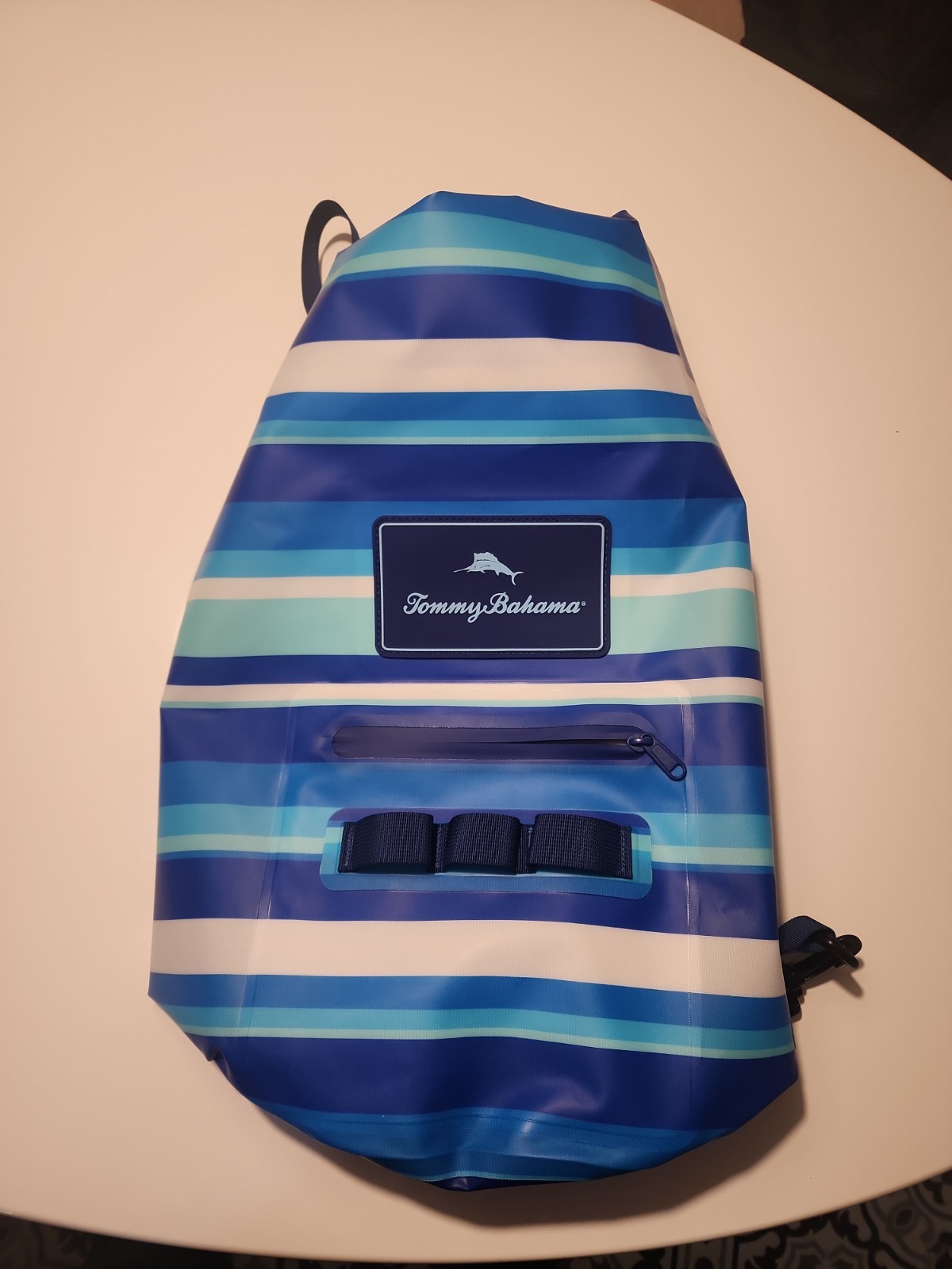 Tommy Bahama Waterproof Dry Bag Sling Blue Striped Beach Boat Backpack