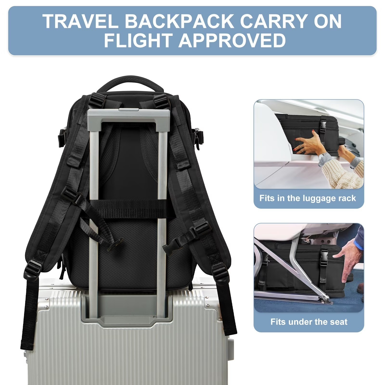 Travel Backpack Simple Durable Carry On Backpack with Shoe Compartment
