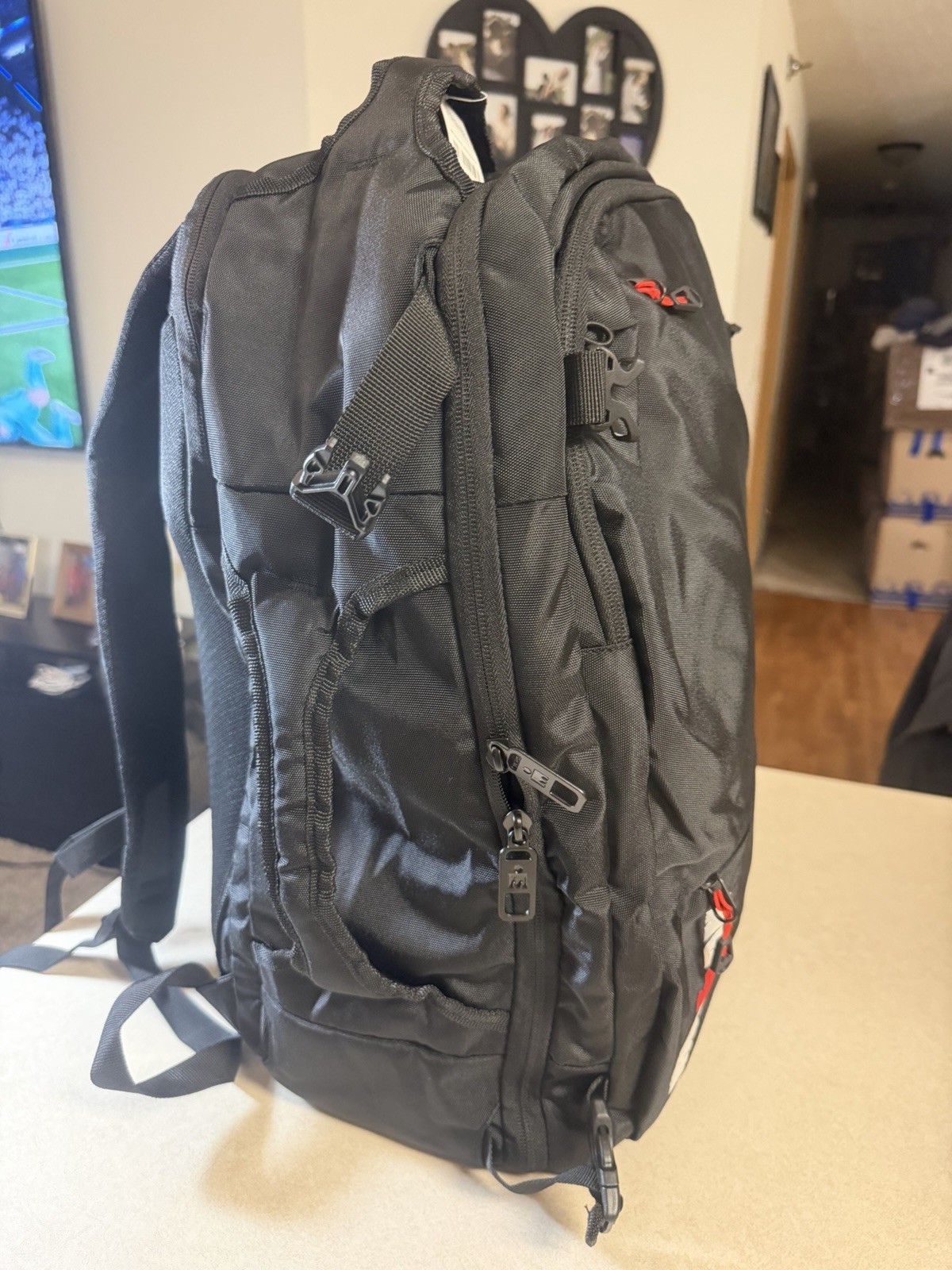 IRONMAN Black & Red Backpack Zip Closure Adjustable Padded Strap Sports