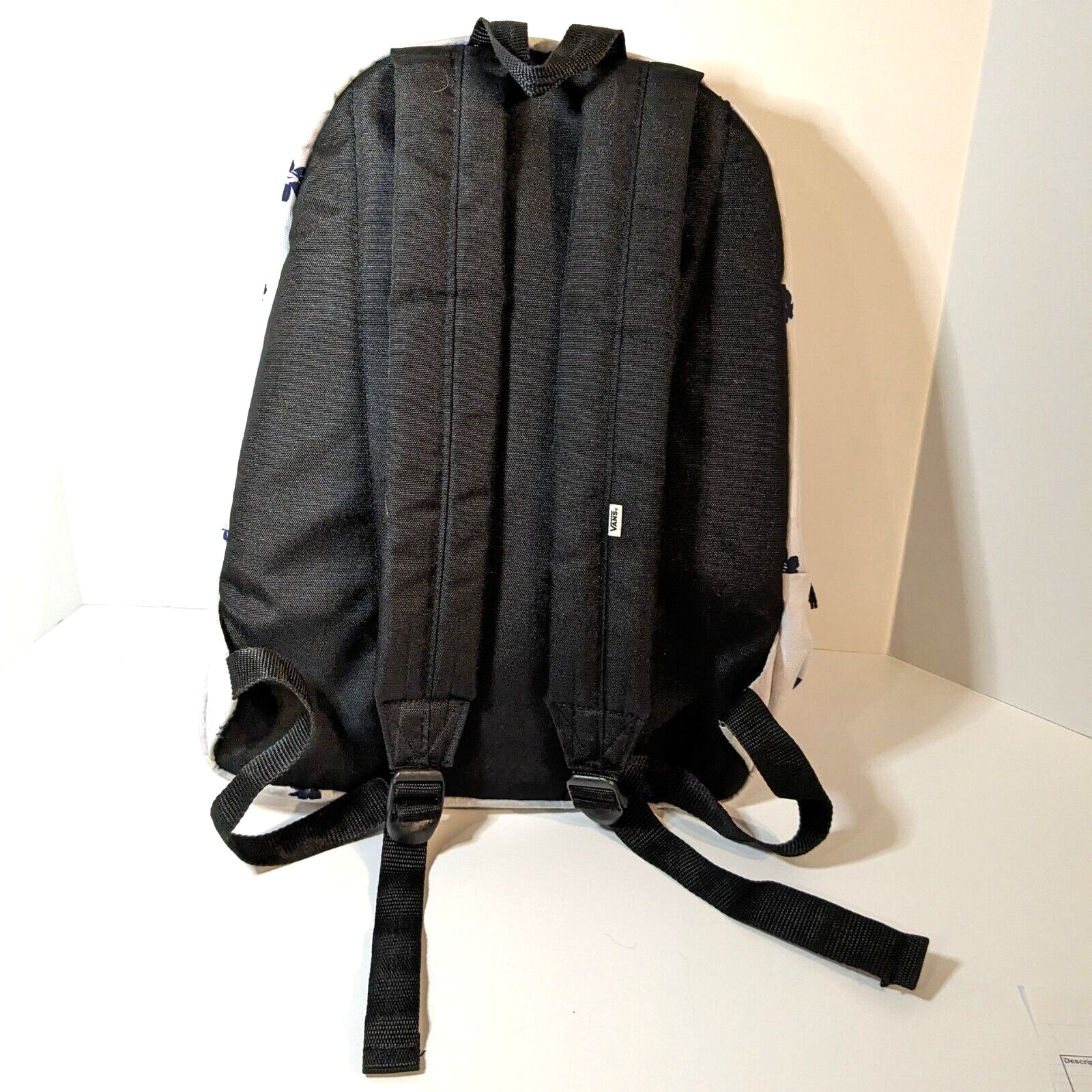 Vans Backpack Off The Wall White Floral, Big Patch Skateboard Logo, Padded Strap
