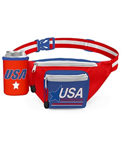 American Flag Fanny Packs for July 4th BBQs and Summer Pool Parties Waist USA ll