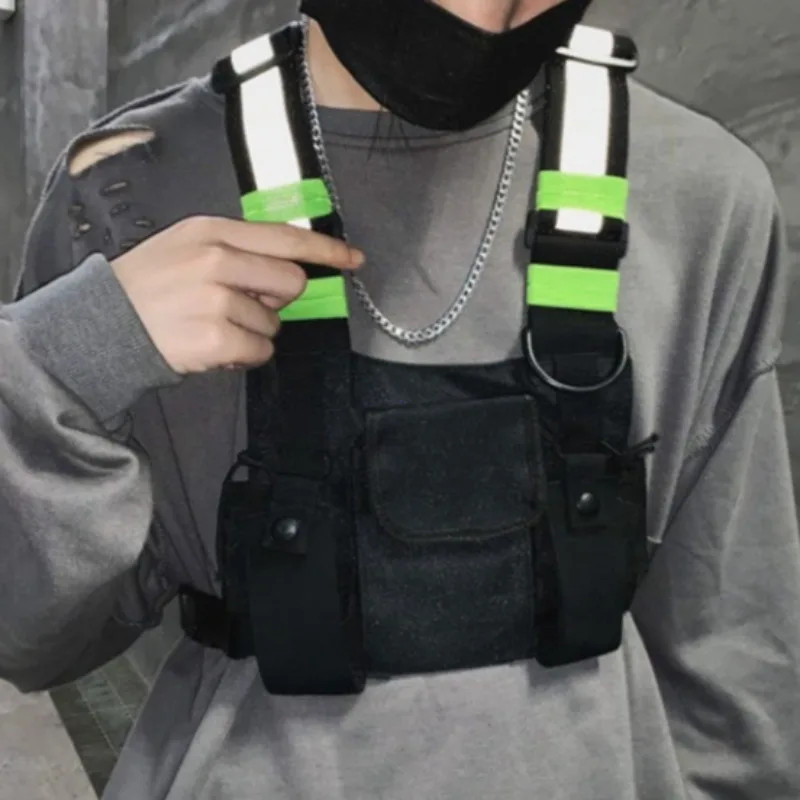 Functional Tactical Chest Bag For Men Fashion Bullet Hip Hop Vest Streetwear Bag