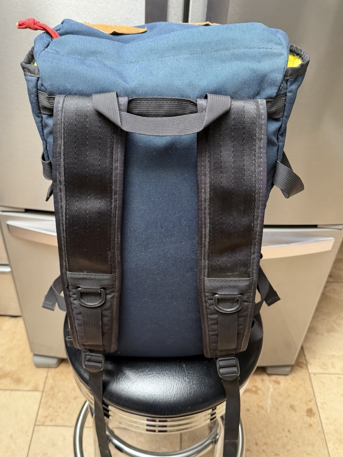 Topo Designs Navy Blue Klettersack Backpack Made in USA Cordura Fabric & Leather