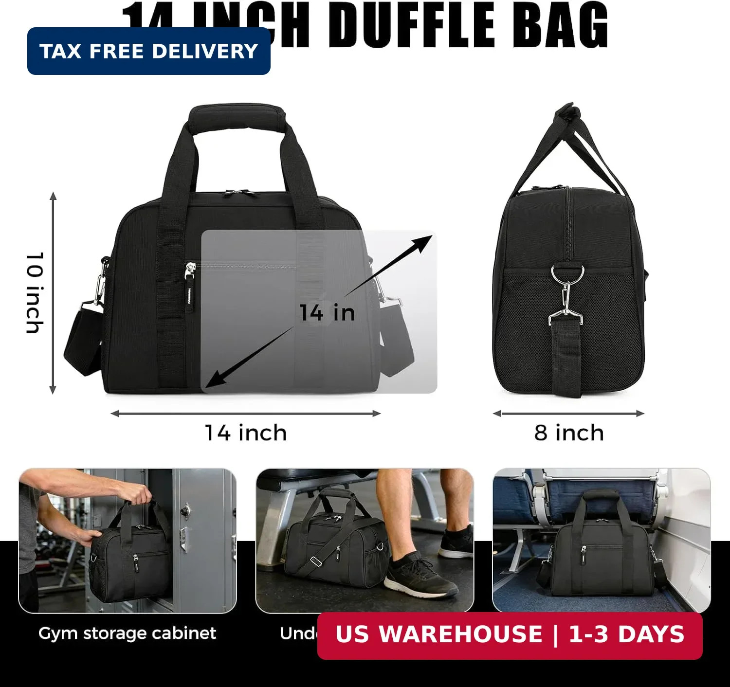 SeaRock 14 inch Small Gym Bag for Men & Women, Mini Duffle Bag for Travel Sports