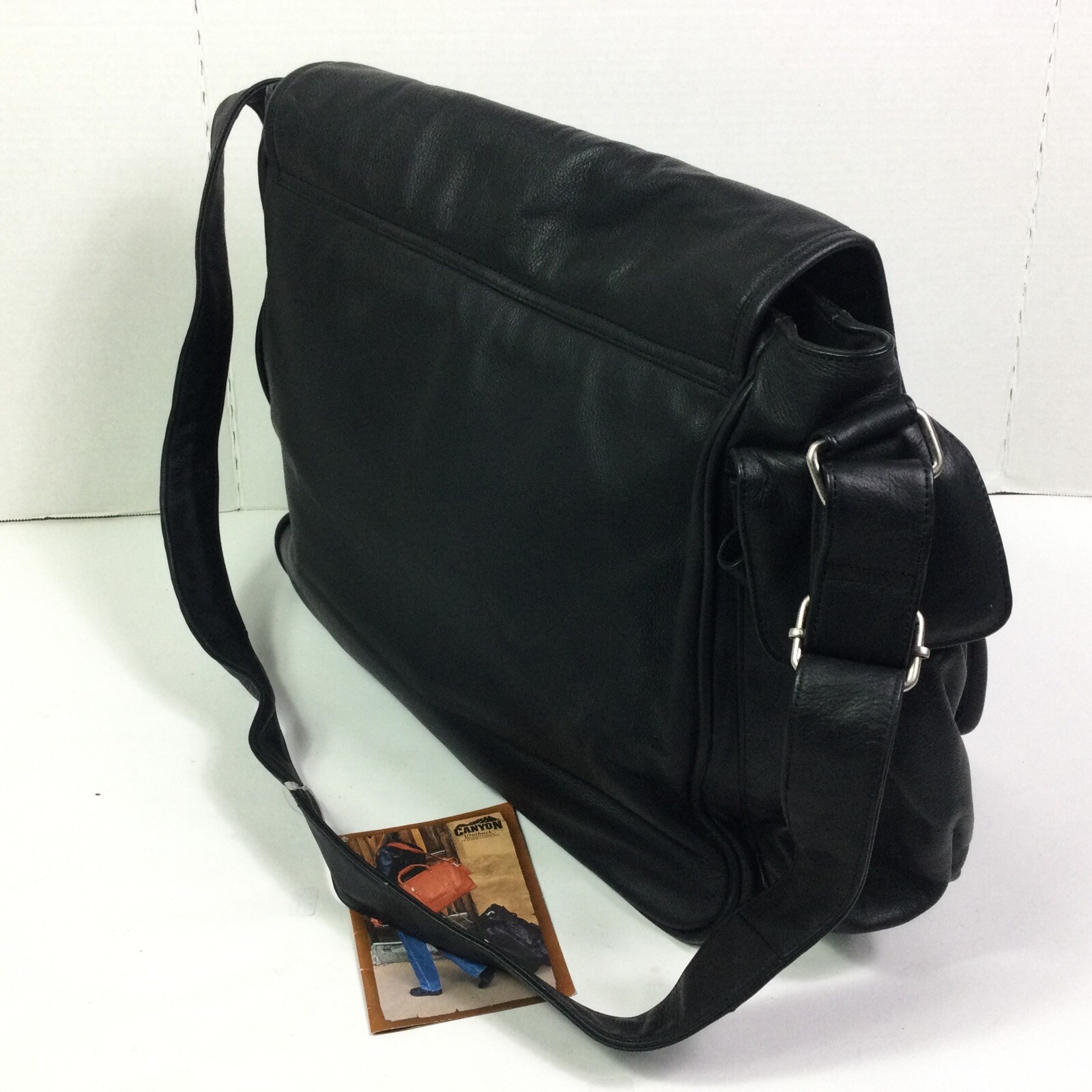Canyon River Black Leather Travel / Messenger bag crossbody carry on 19x14x6