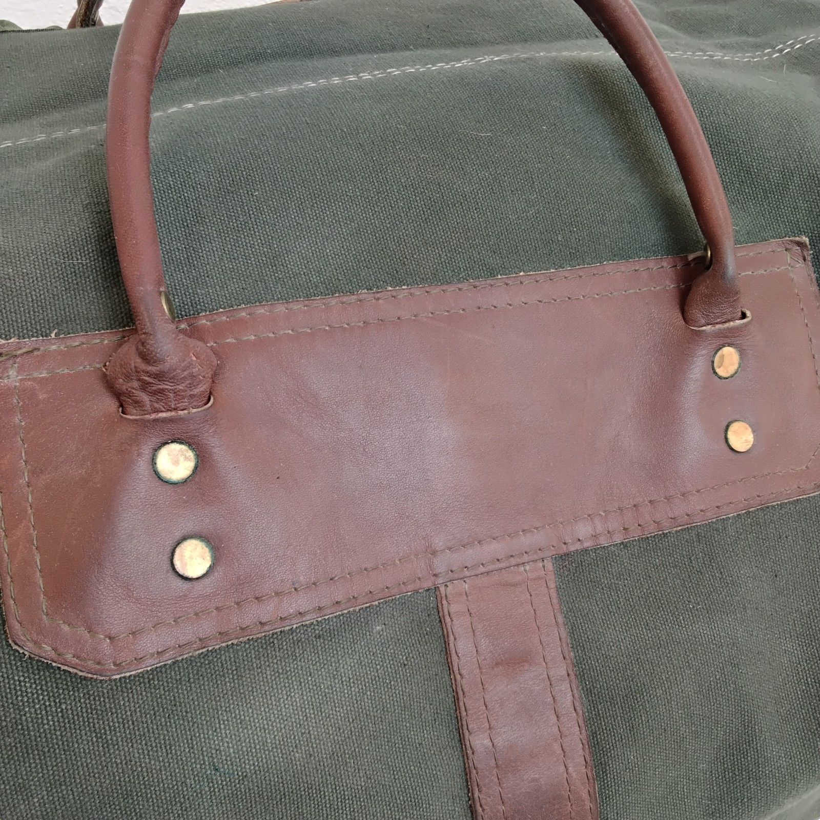 Orvis Battenkill Duffle Bag Canvas + Leather Green Brown Trim Vintage *J5828