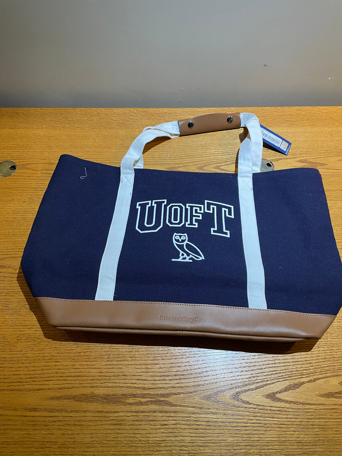 Ovo X University Of Toronto Navy Brown Tote Leather canvas Uoft