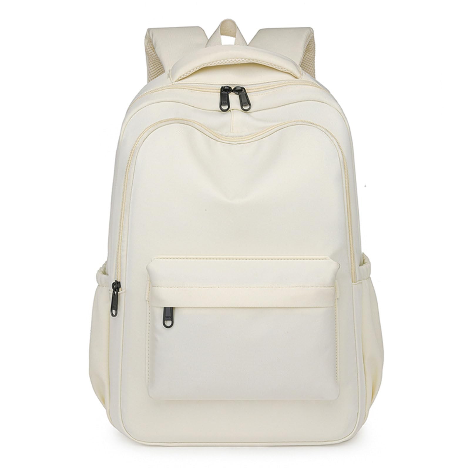 White Cute College Aesthetic Backpack For Teen Girls Laptop Bag Travel Pack