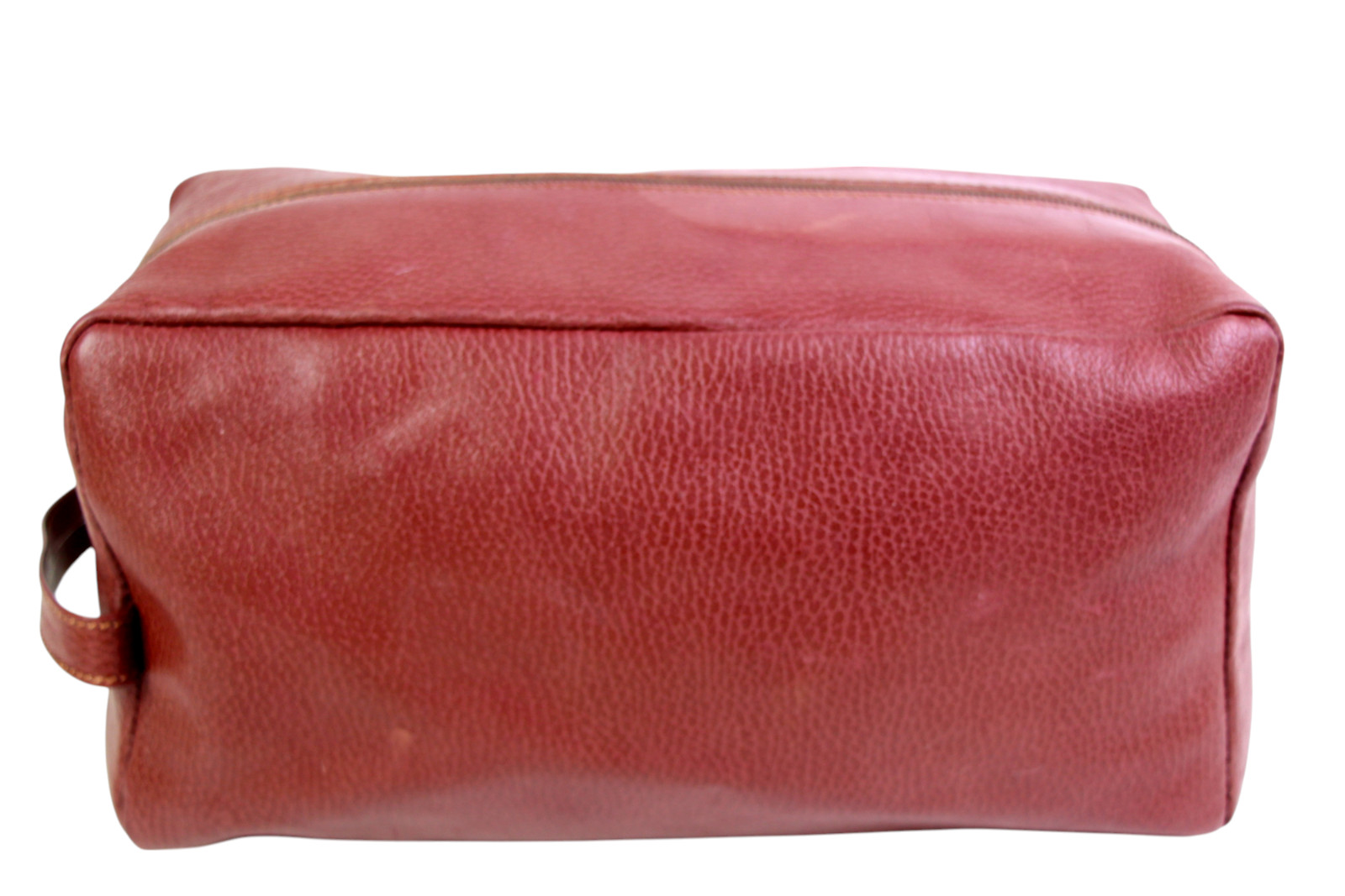 VTG Nordstrom BROWN GENUINE LEATHER ZIP TRAVEL TOILETRY SHAVING KIT DOPP CASE