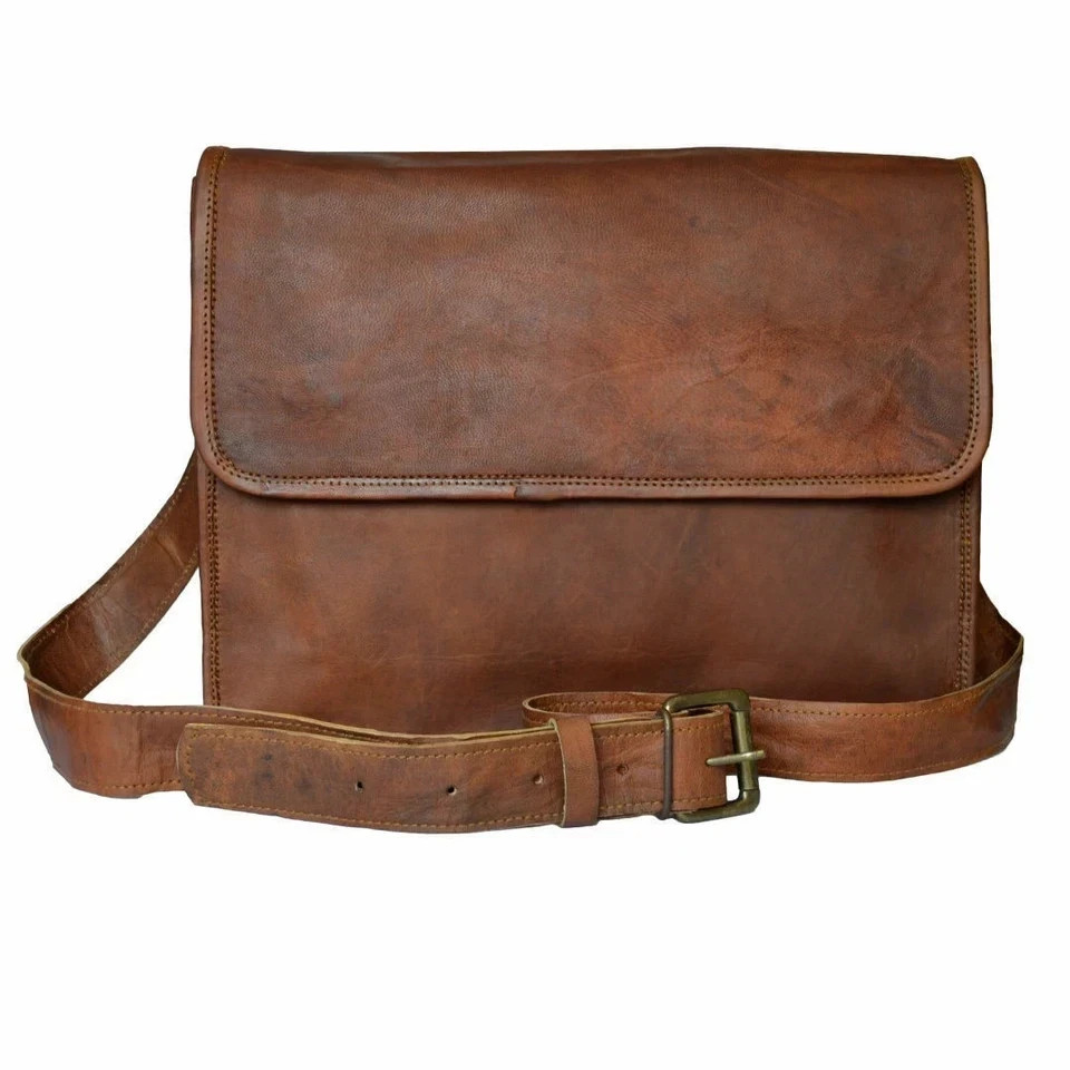 Men’s Genuine Goat Leather Laptop Messenger Bag Business Briefcase Handmade New