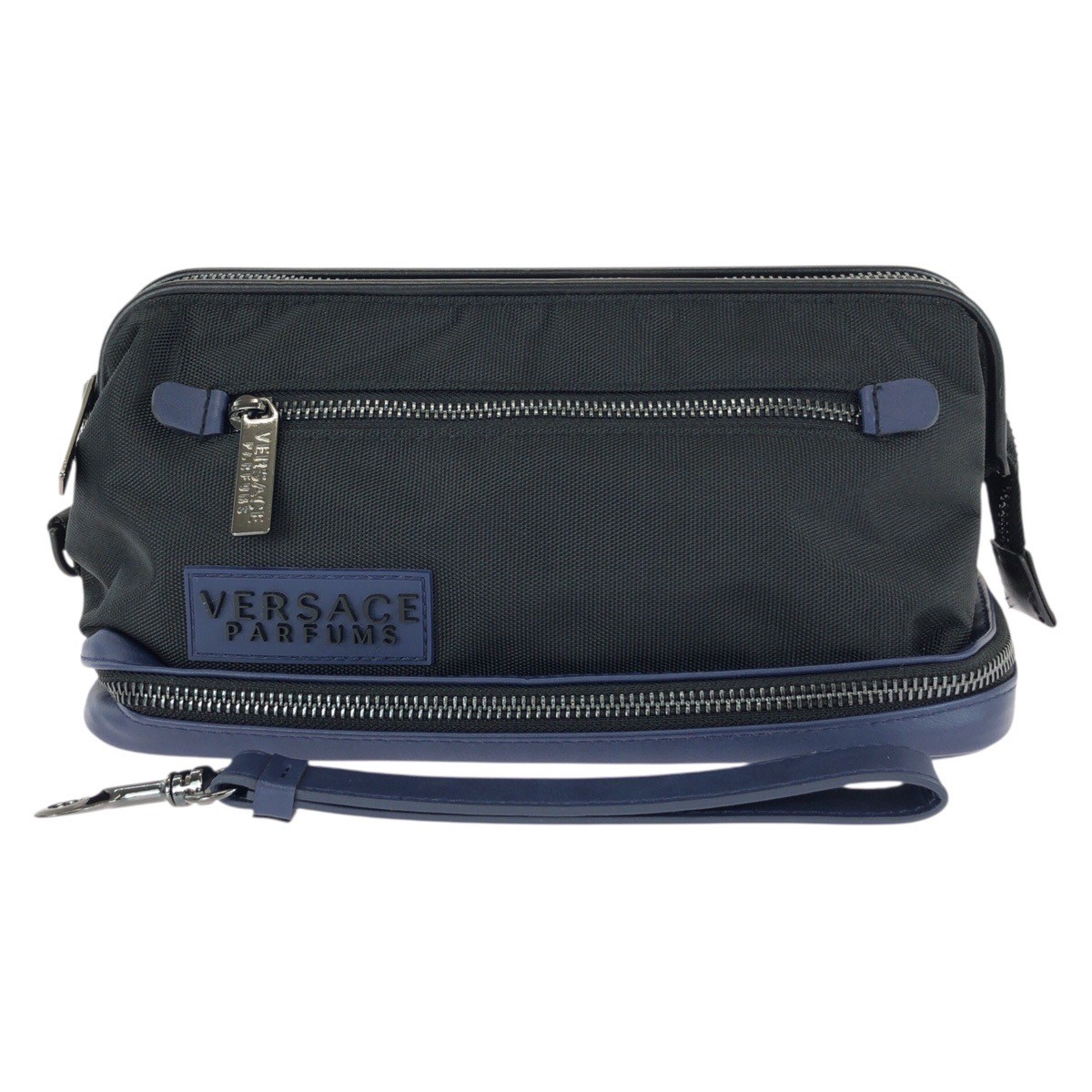 VERSACE Clutch bag business bag Black, Navy, Gunmetal Hardware Nylon