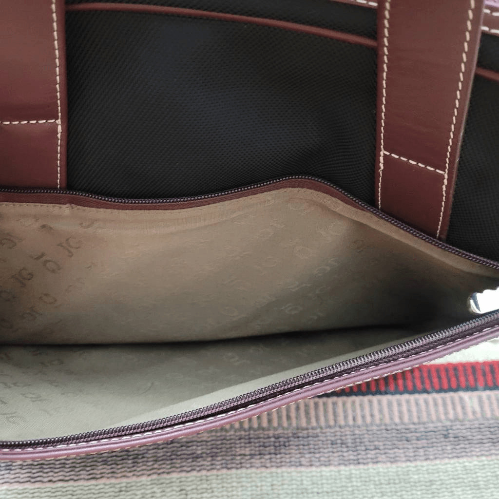 Jack Georges Black Brown Canvas Leather Messenger Laptop Bag Carry On Simple