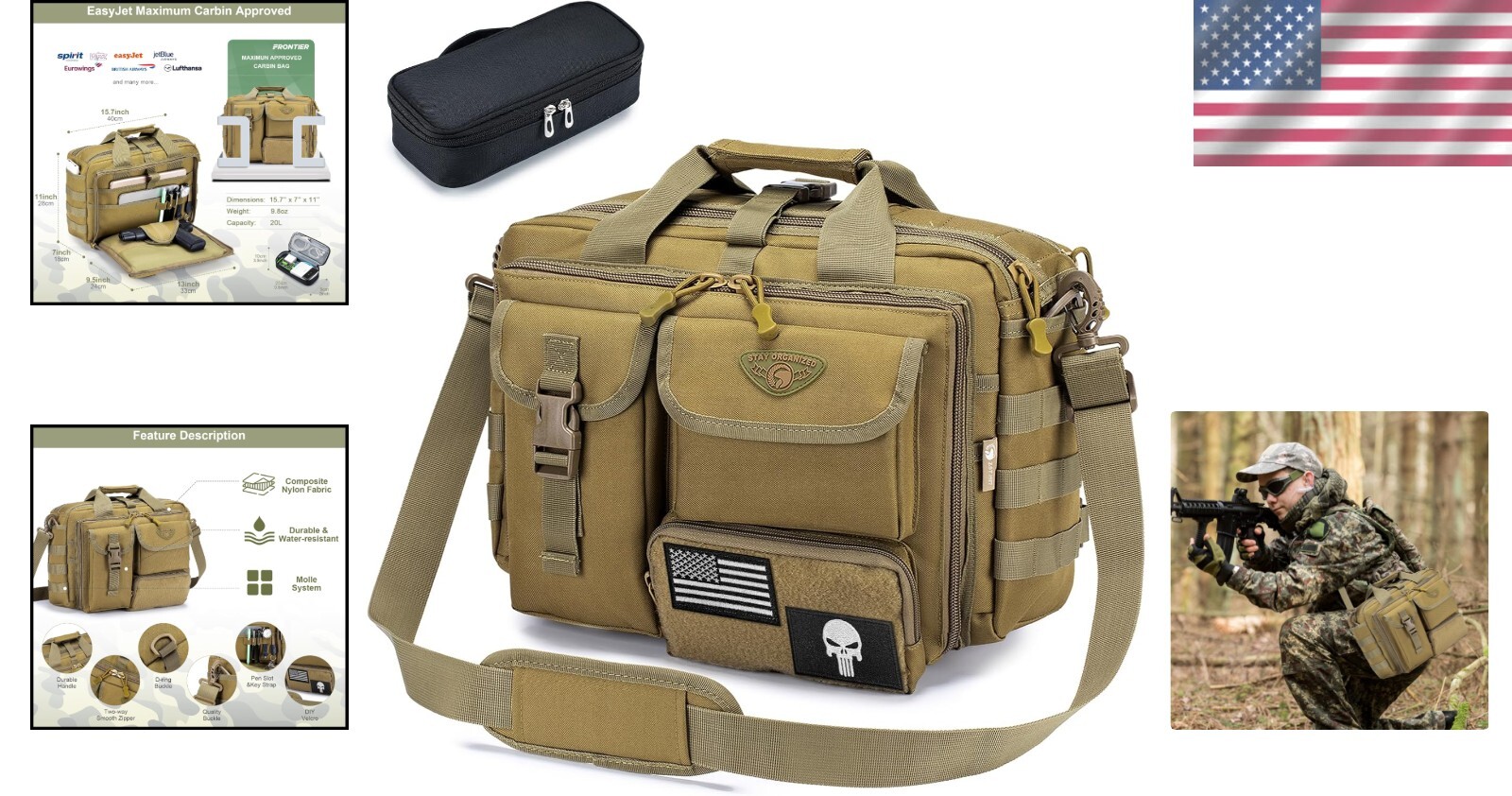 Durable Oxford Laptop Bag with Molle System – Tactical Shoulder Messenger=//