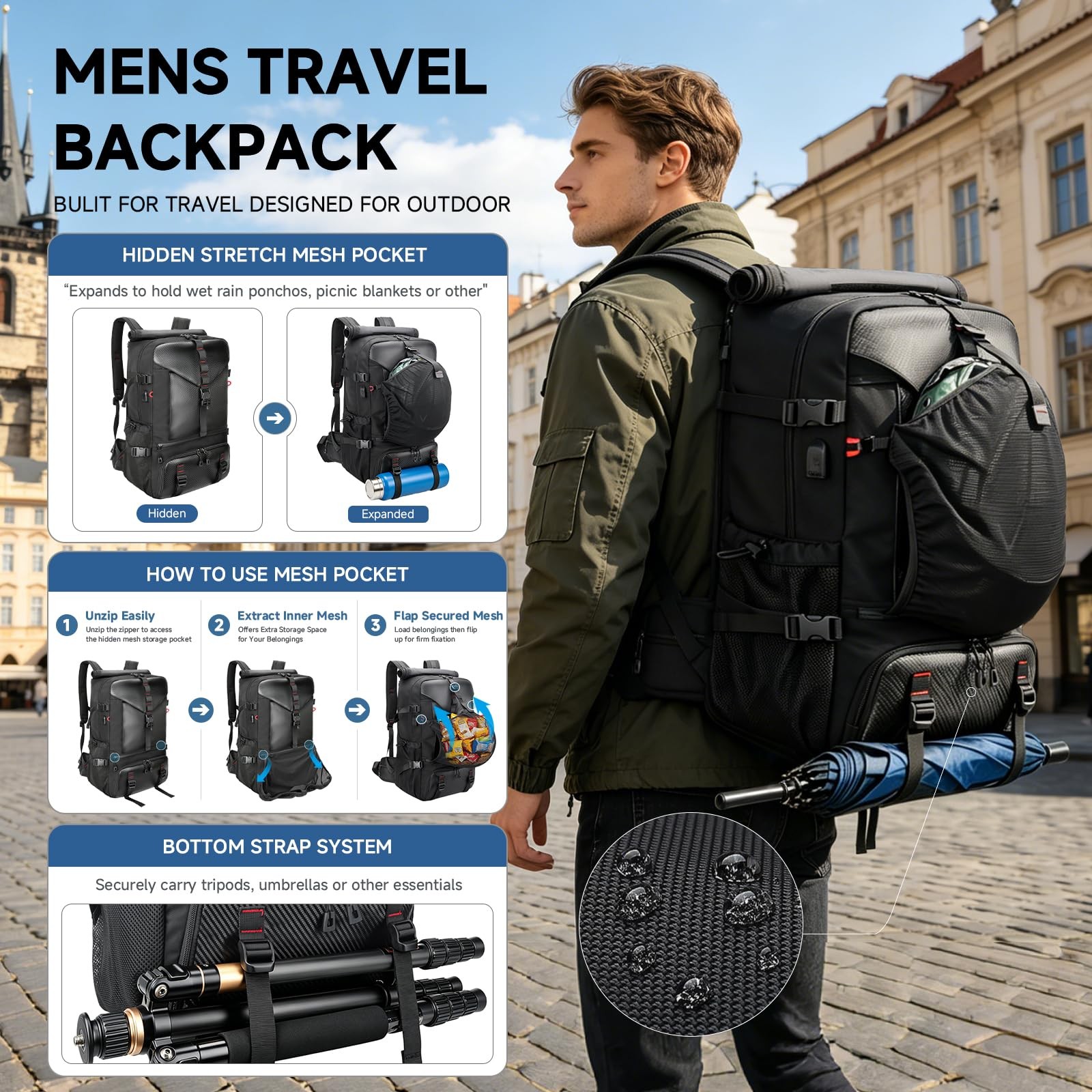 Carry-on Travel Backpack for Men, Airline Approved Convertible Duffle Backpac…