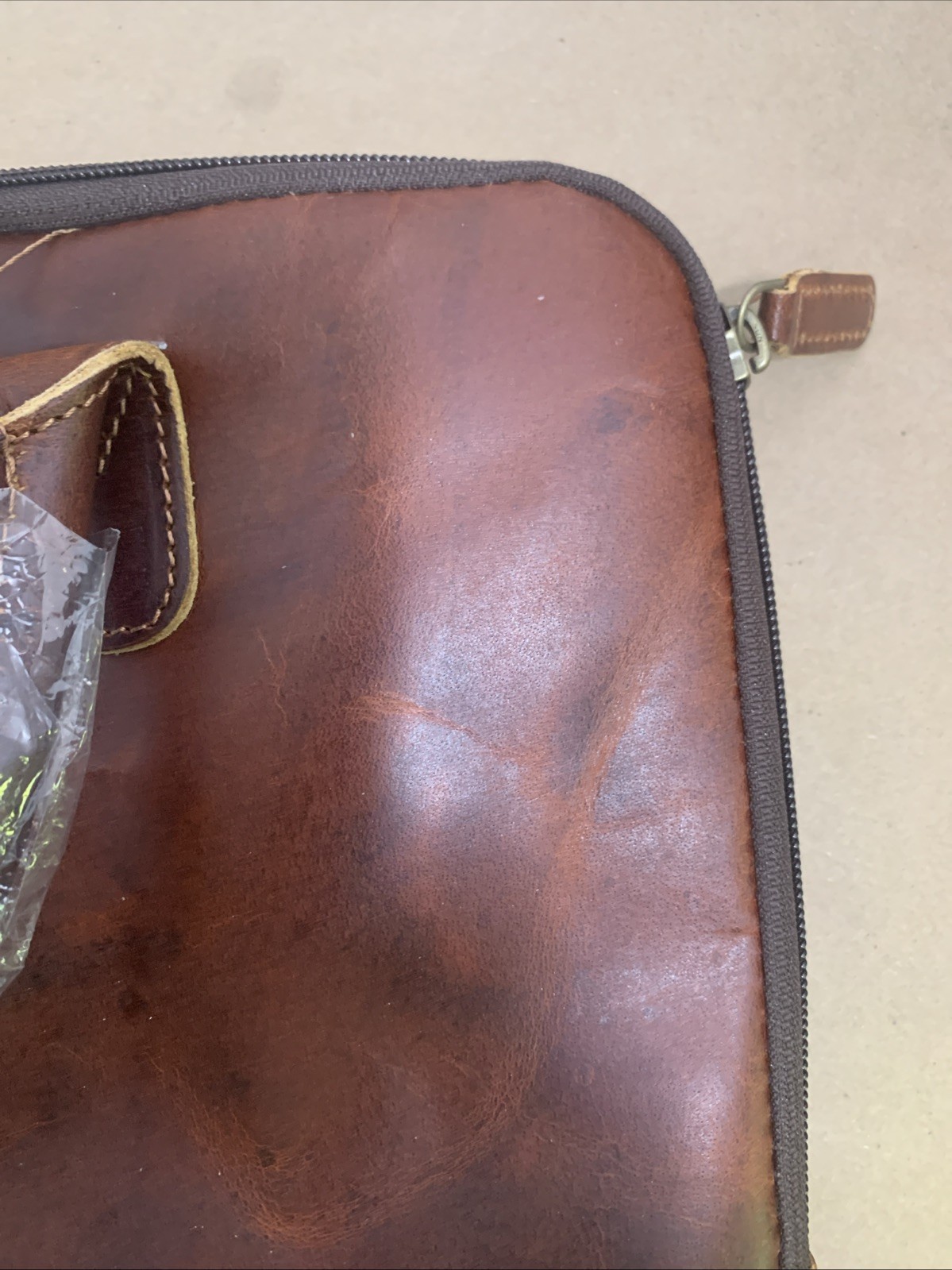 Mahetri Tan/Dark Brown Buffalo Leather 16″ Laptop/Messenger Briefcase NEW READ