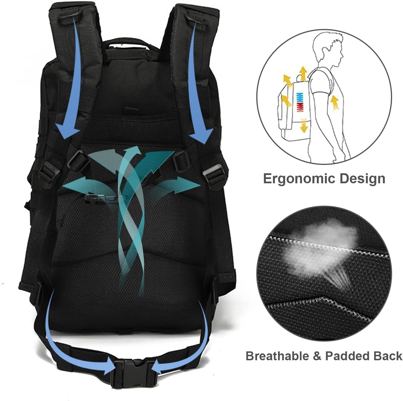 50L Large Tactical Military Backpack Waterproof Rucksack Hiking Laptop Backpack