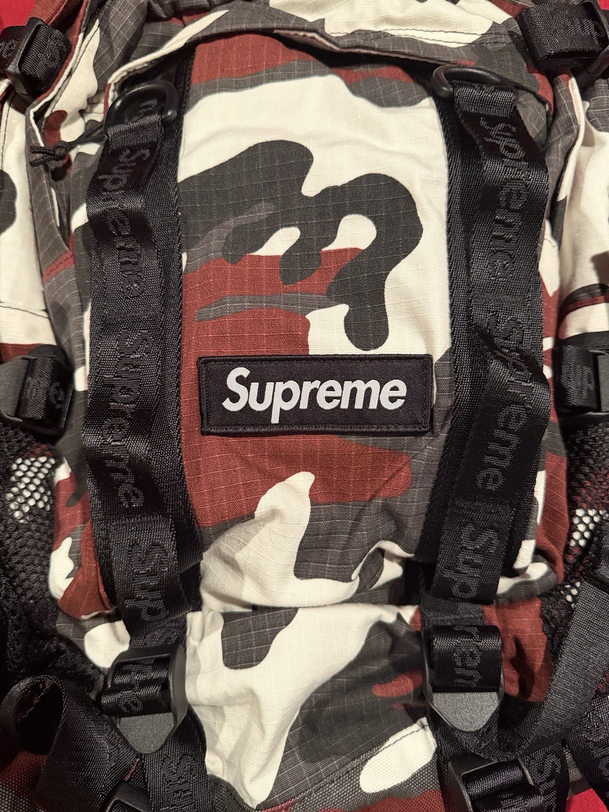 Supreme Logo Red Camo Backpack SS26 *Same Day Ship