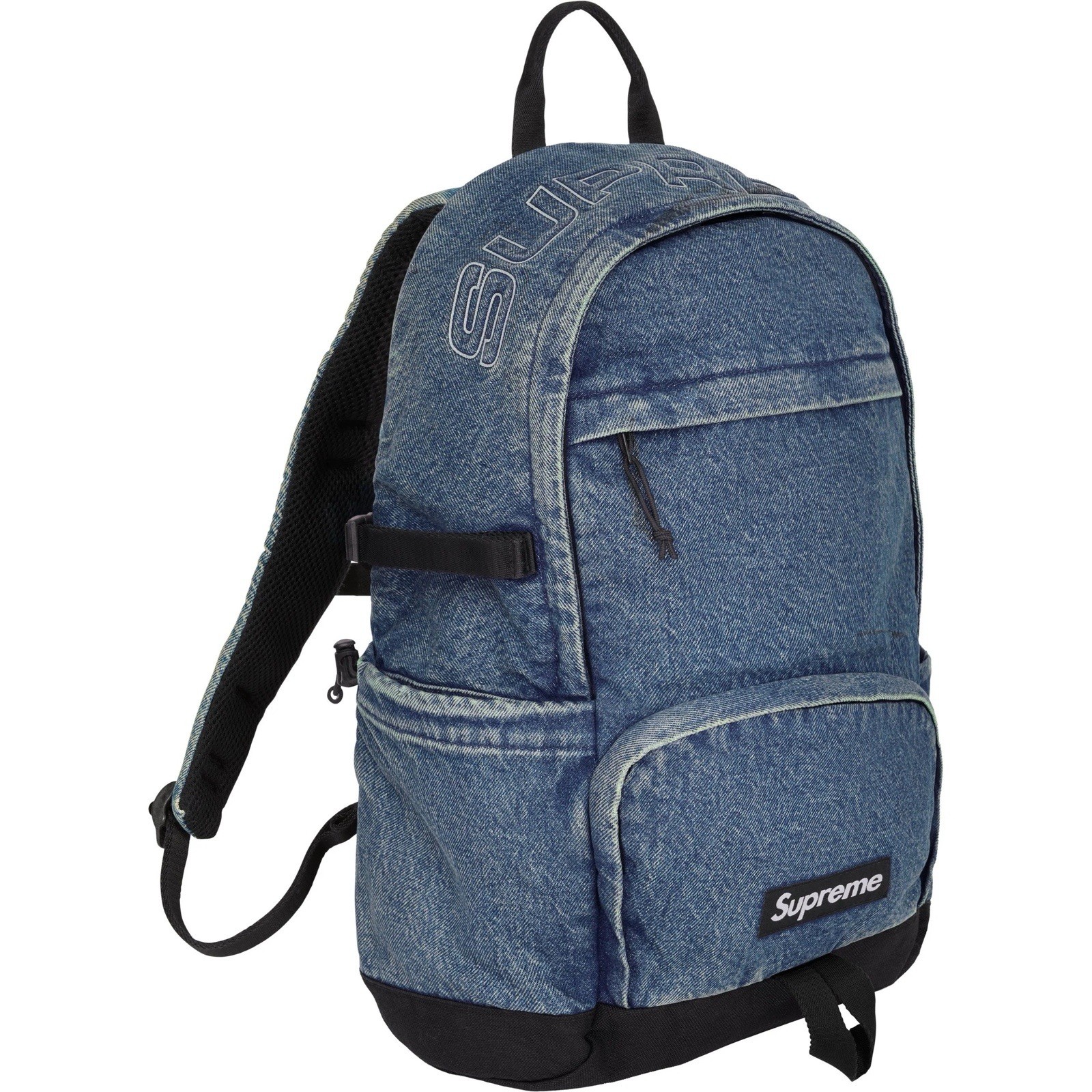 Supreme Denim Backpack Washed Indigo Reflective Logo Water Resistant Cordura NEW
