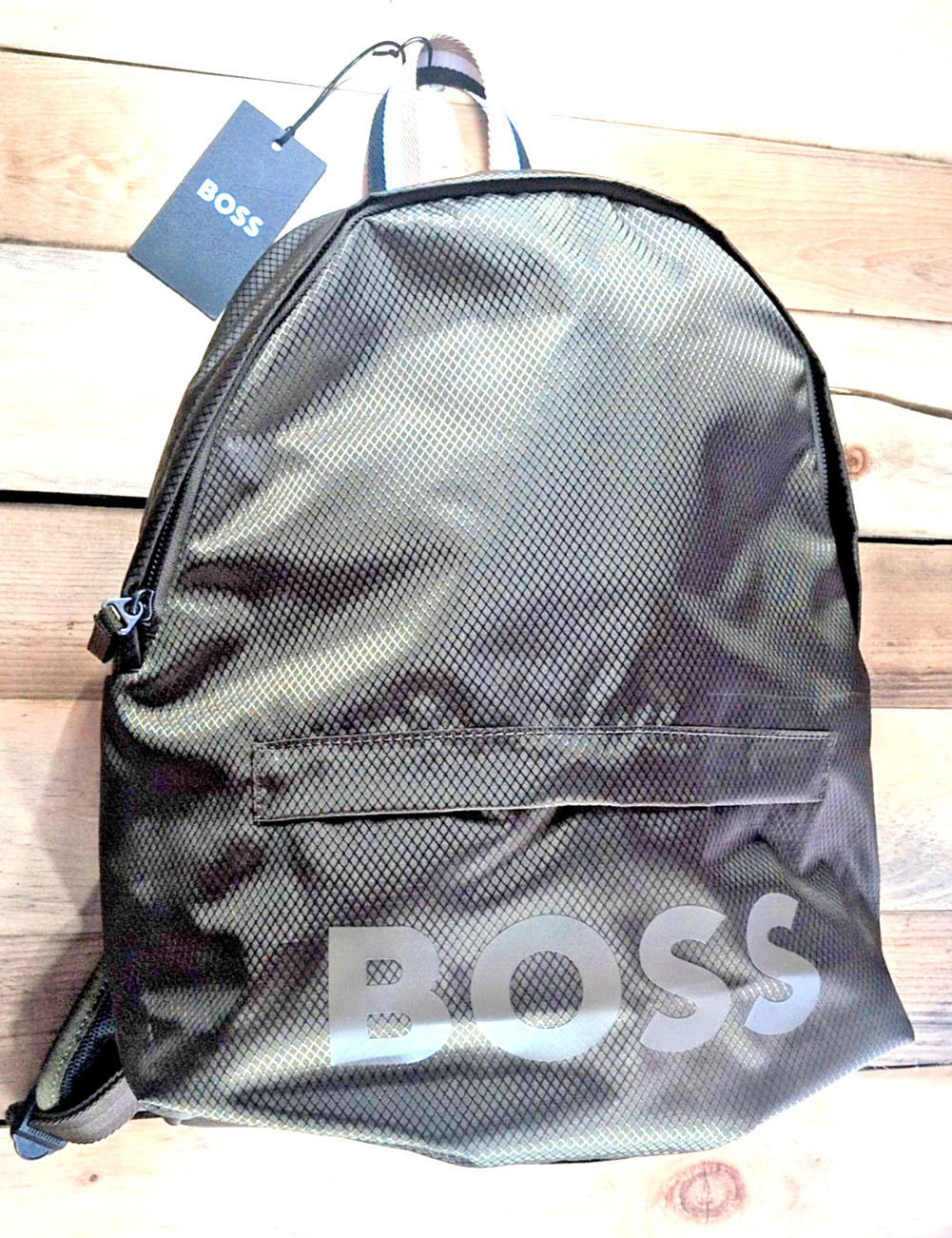 Hugo Boss Logo Pixel Backpack Olive Green Men’s Laptop Bag Authentic Brand New