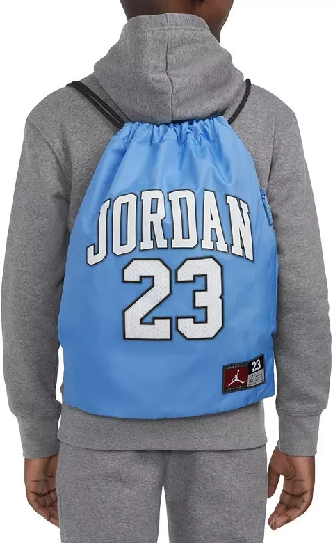 Nike Jordan Gym Sack Blue Drawstring Backpack Zip Pocket Lightweight Bag