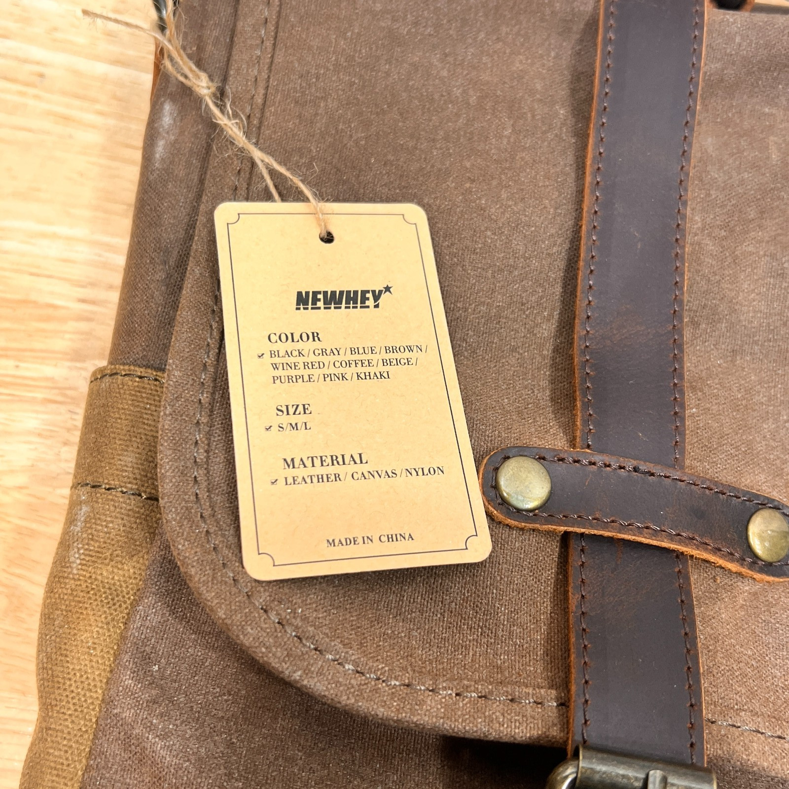 Newhey Waxed Canvas Leather Messenger Bag Coffee Brown 16 Inch Laptop NWT