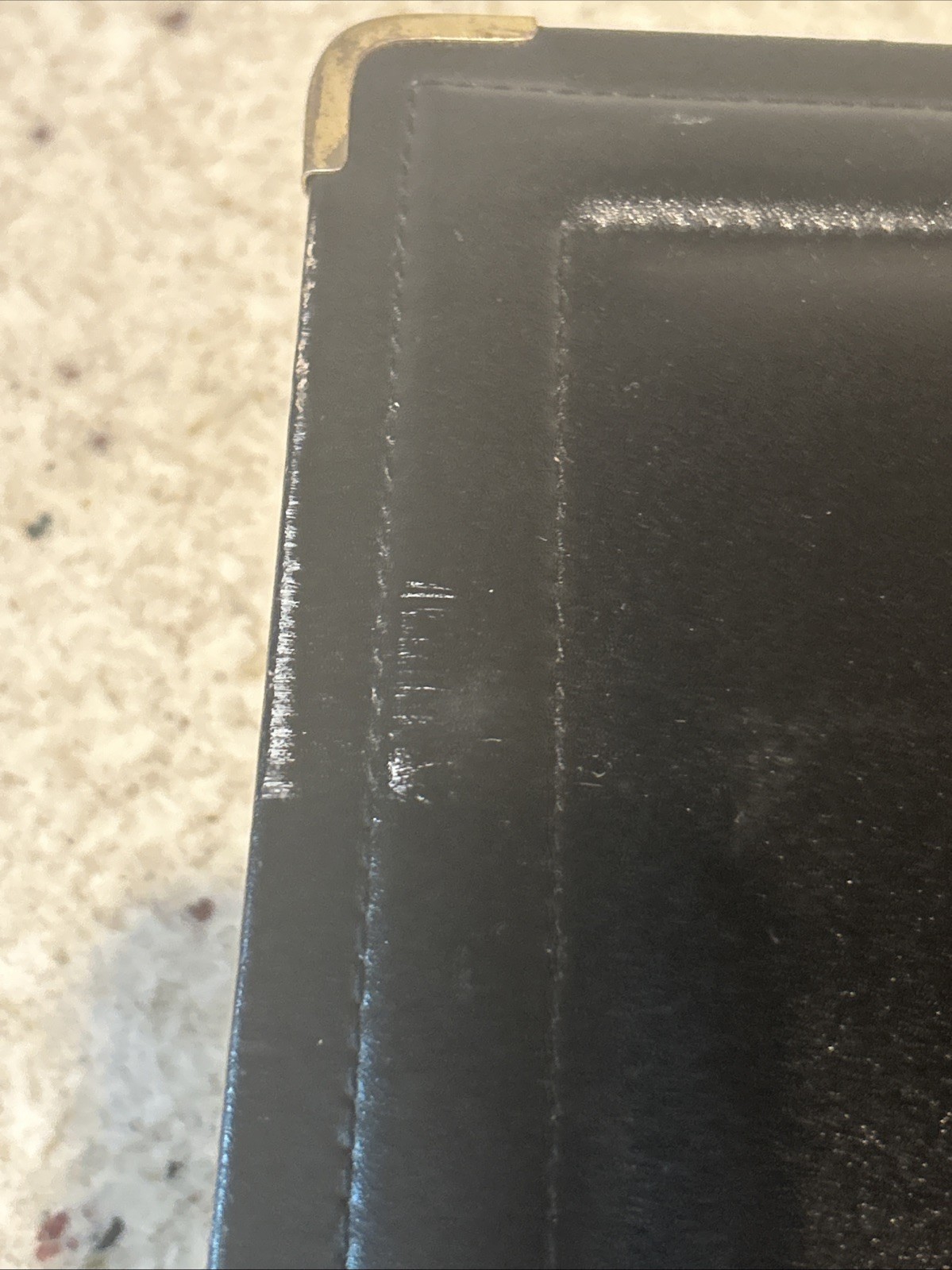 Vintage Black Leather Attache Briefcase with A Lock Dual Push Mechanism