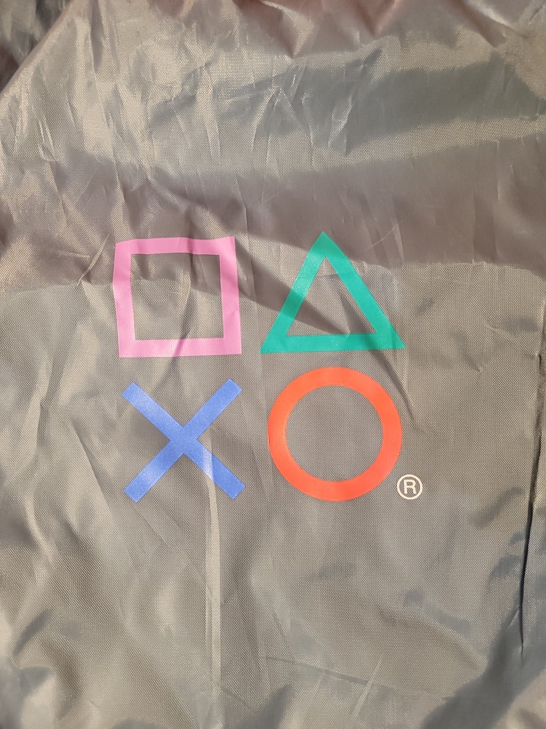 Rare Sony PlayStation Silver Dark Grey Promotional Promo Drawstring Bag Backpack