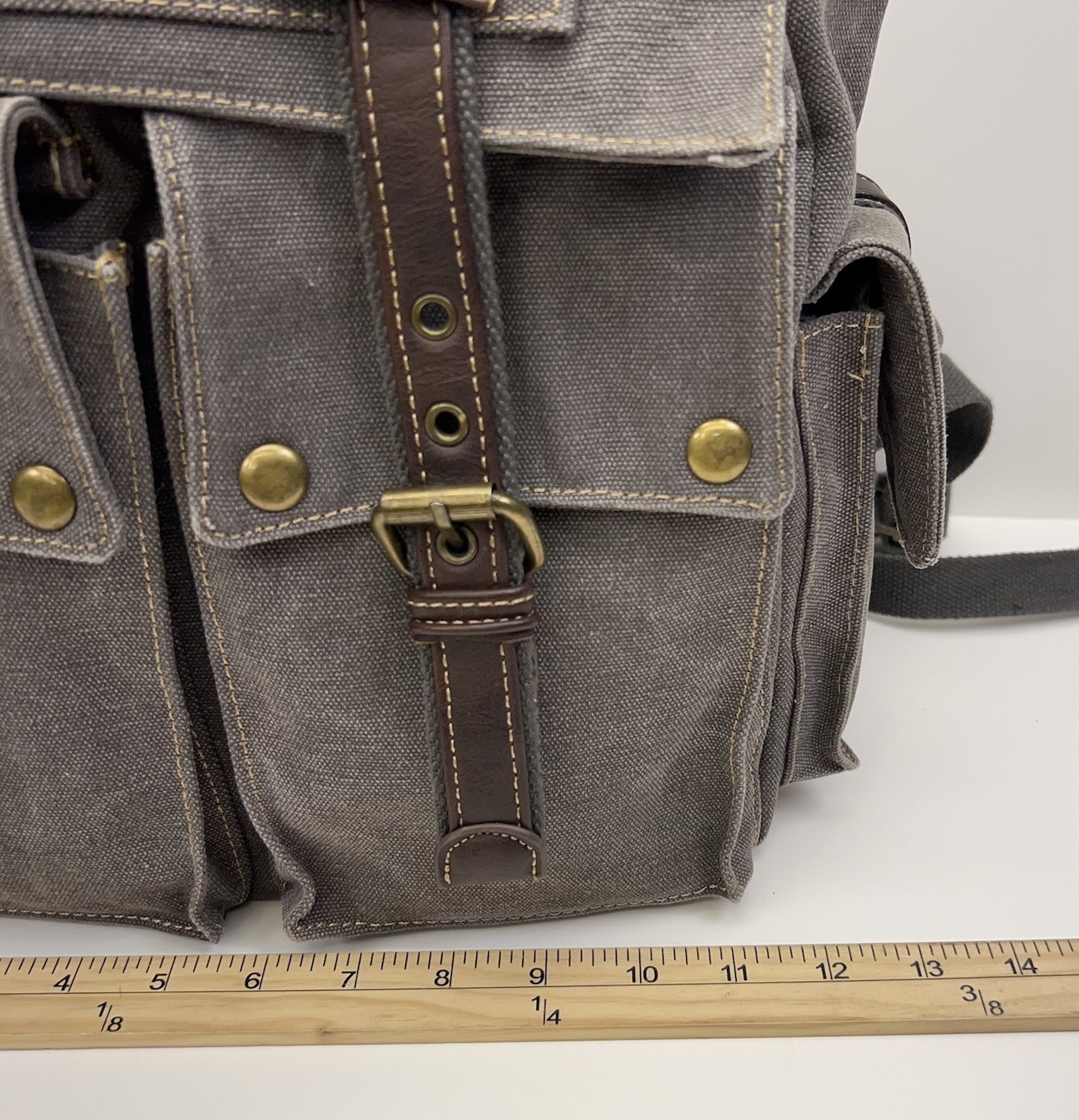 CARGOIT Canvas Leather Backpack Messenger Military Outdoor Travel Gray Rucksack